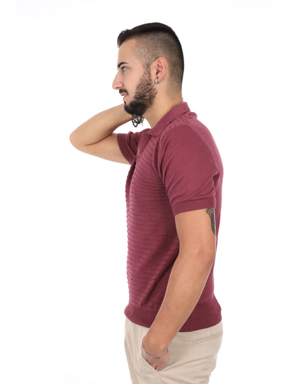T-shirt Avocado K422 da uomo in bordeaux, stile casual