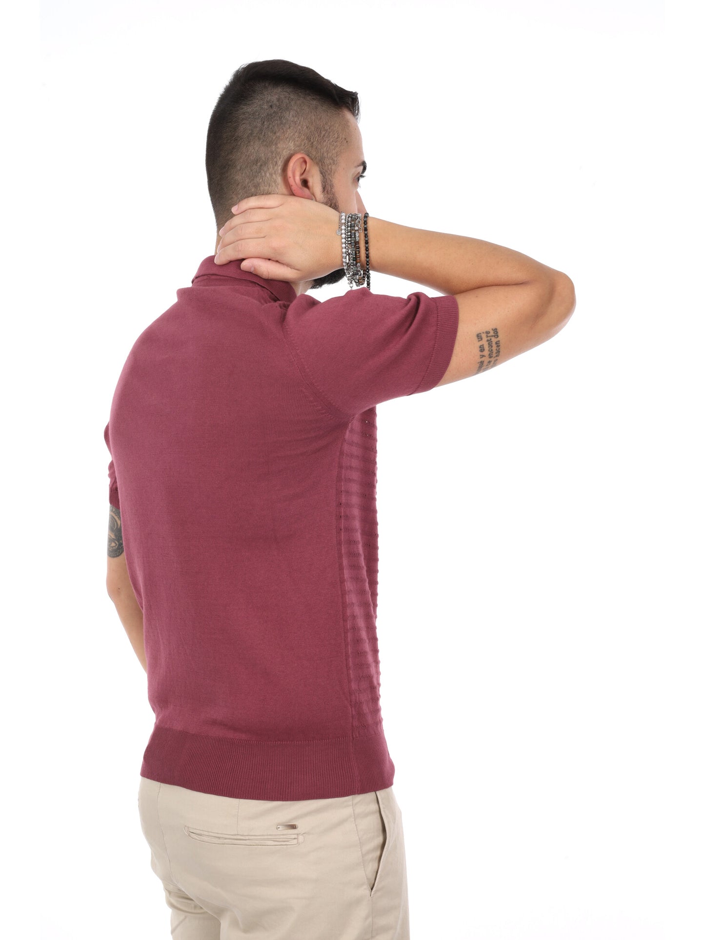 T-shirt Avocado K422 da uomo in bordeaux, stile casual