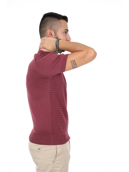 T-shirt Avocado K422 da uomo in bordeaux, stile casual