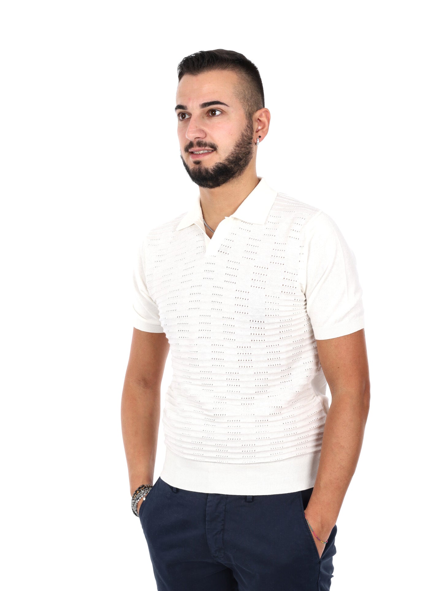 T-shirt bianca da uomo FB Avocado K652 in cotone morbido