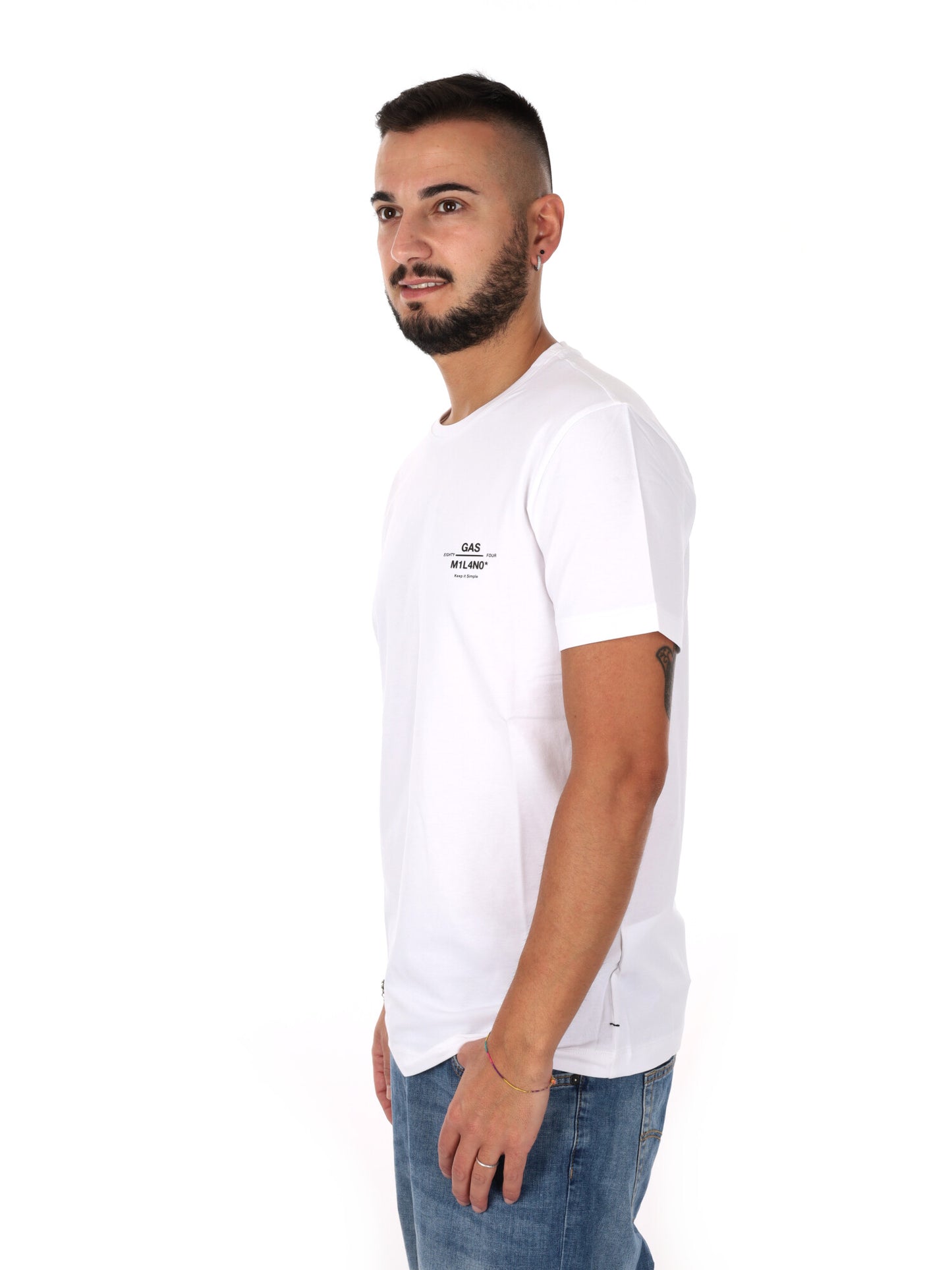 Gas Scuba, t-shirt a maniche corte bianca da uomo per la primavera estate