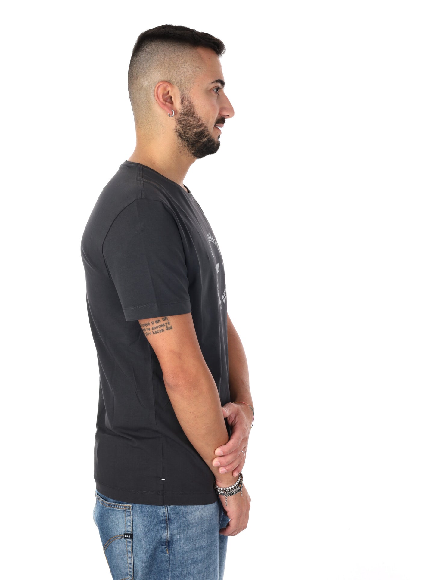 Gas Scuba/S, t-shirt grigia casual da uomo in cotone