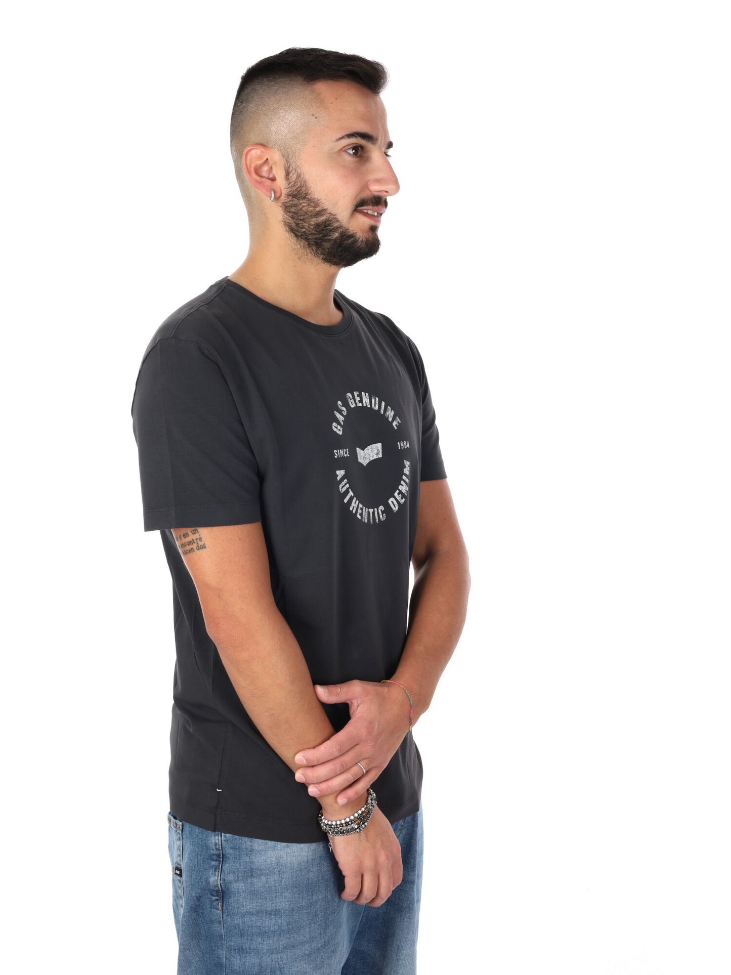 Gas Scuba/S, t-shirt grigia casual da uomo in cotone