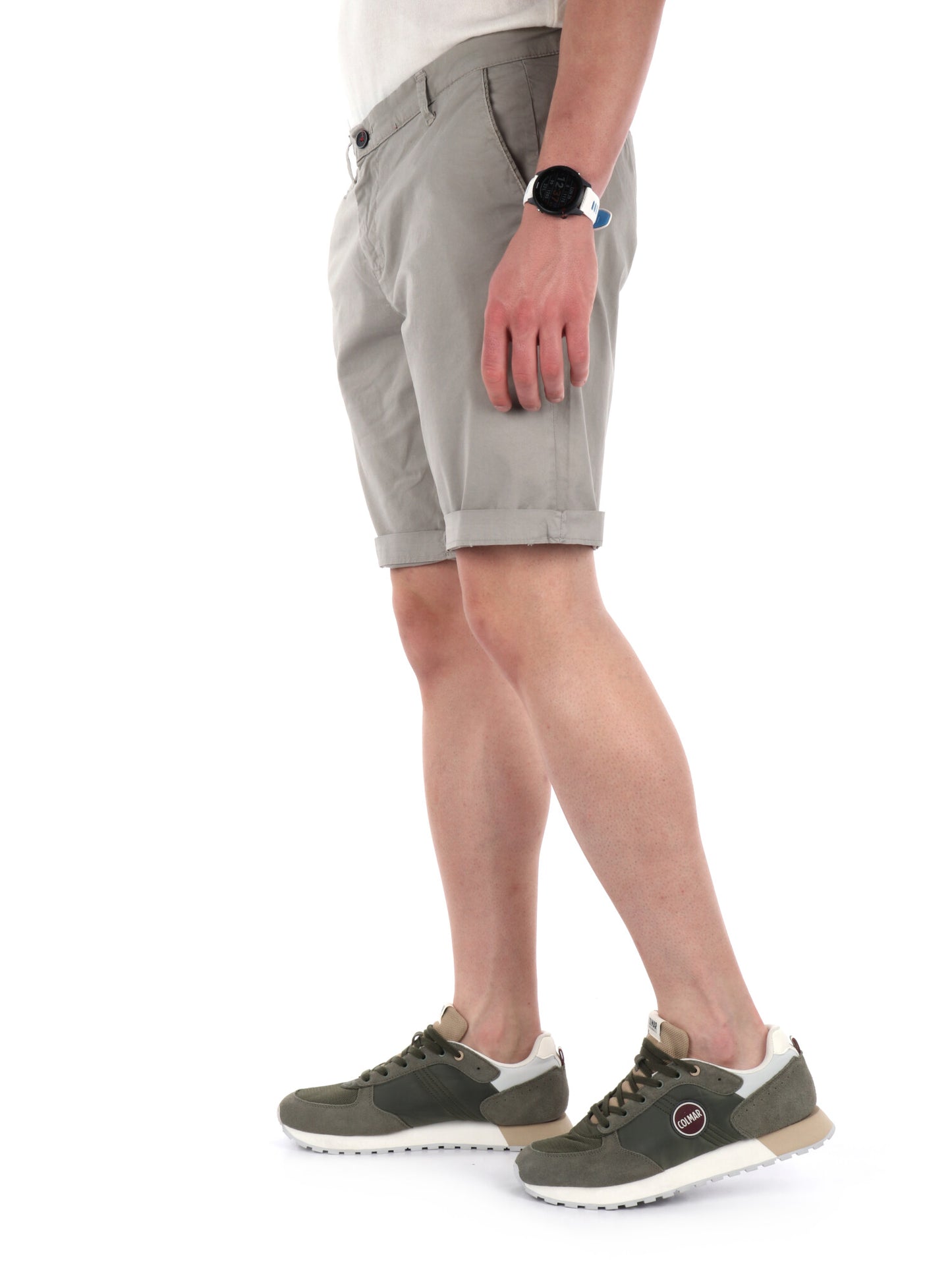 Bermuda slim da uomo FB in lycra beige per un look casual