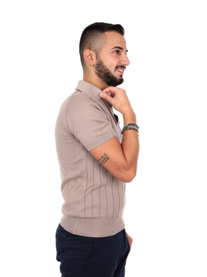 Polo Barba K170 da uomo marrone, casual e raffinata per la primavera-estate