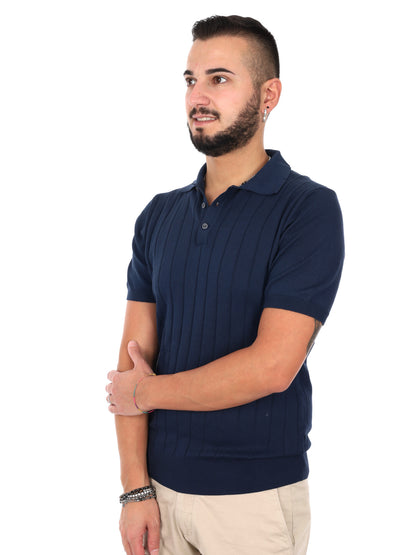 Polo Barba K228 da uomo in cotone blu, perfetta per la primavera