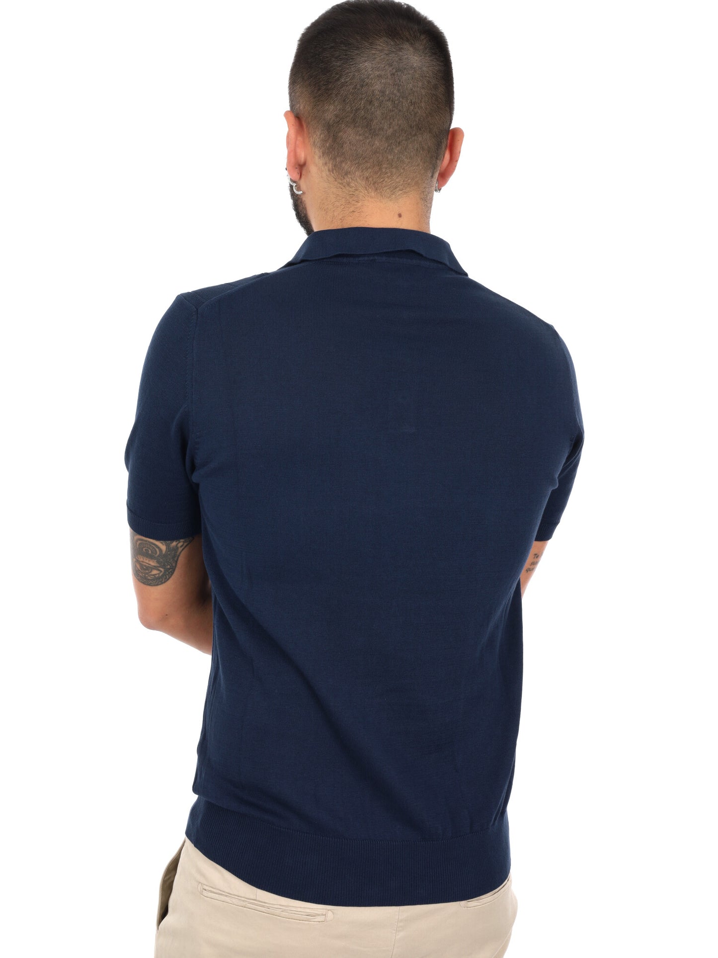 Polo Barba K228 da uomo in cotone blu, perfetta per la primavera