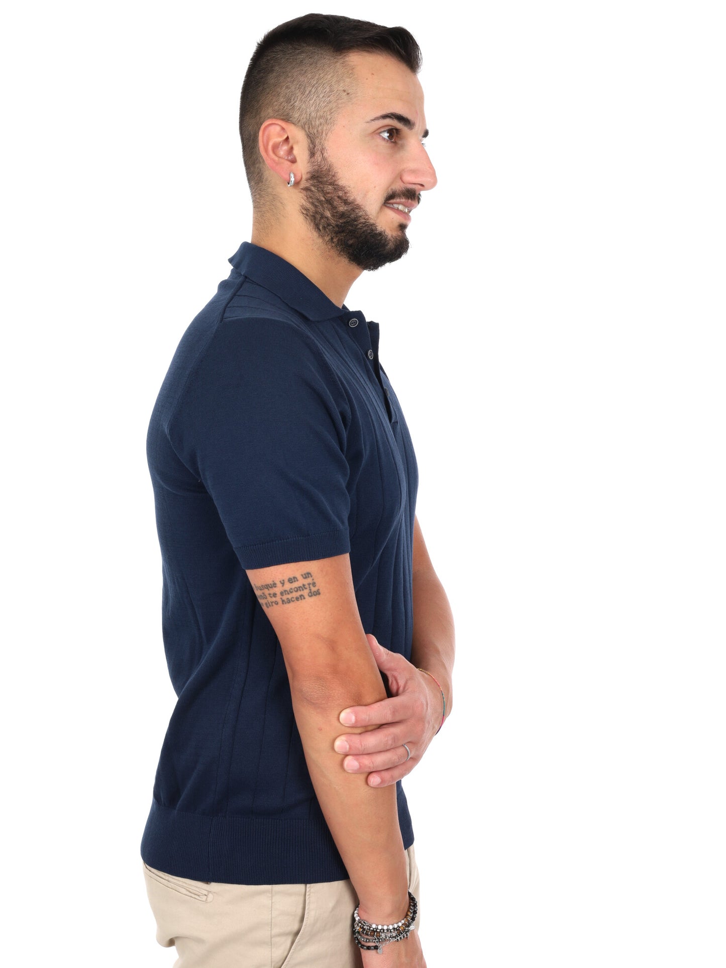 Polo Barba K228 da uomo in cotone blu, perfetta per la primavera