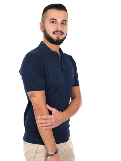 Polo Barba K228 da uomo in cotone blu, perfetta per la primavera