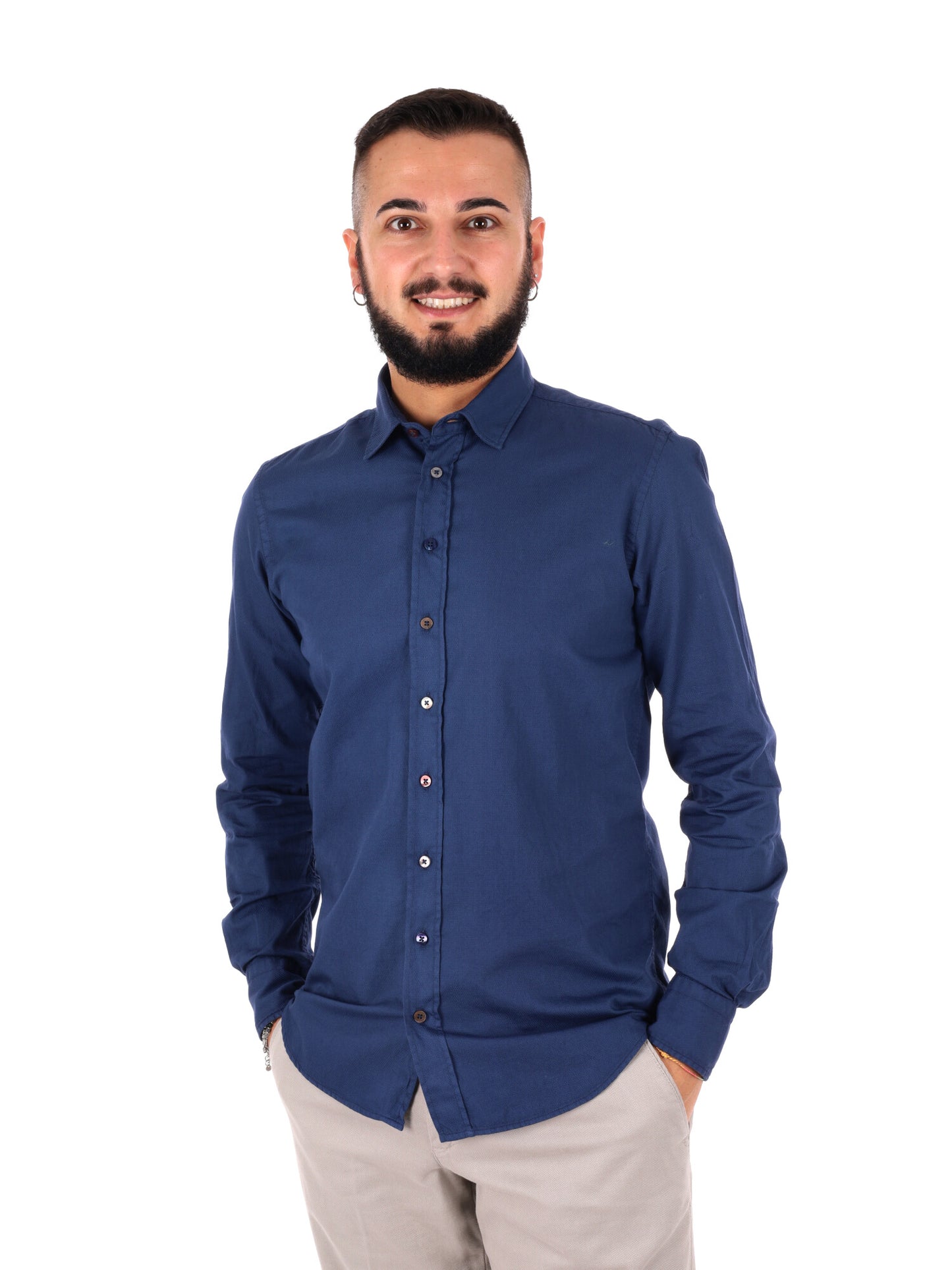 Camicia blu da uomo Benfica 369 perfetta per la primavera-estate
