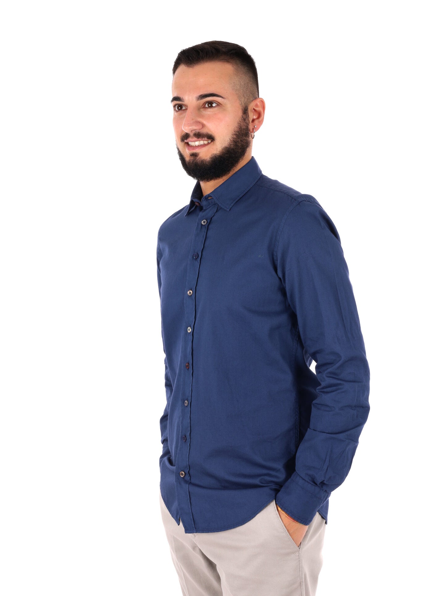 Camicia blu da uomo Benfica 369 perfetta per la primavera-estate