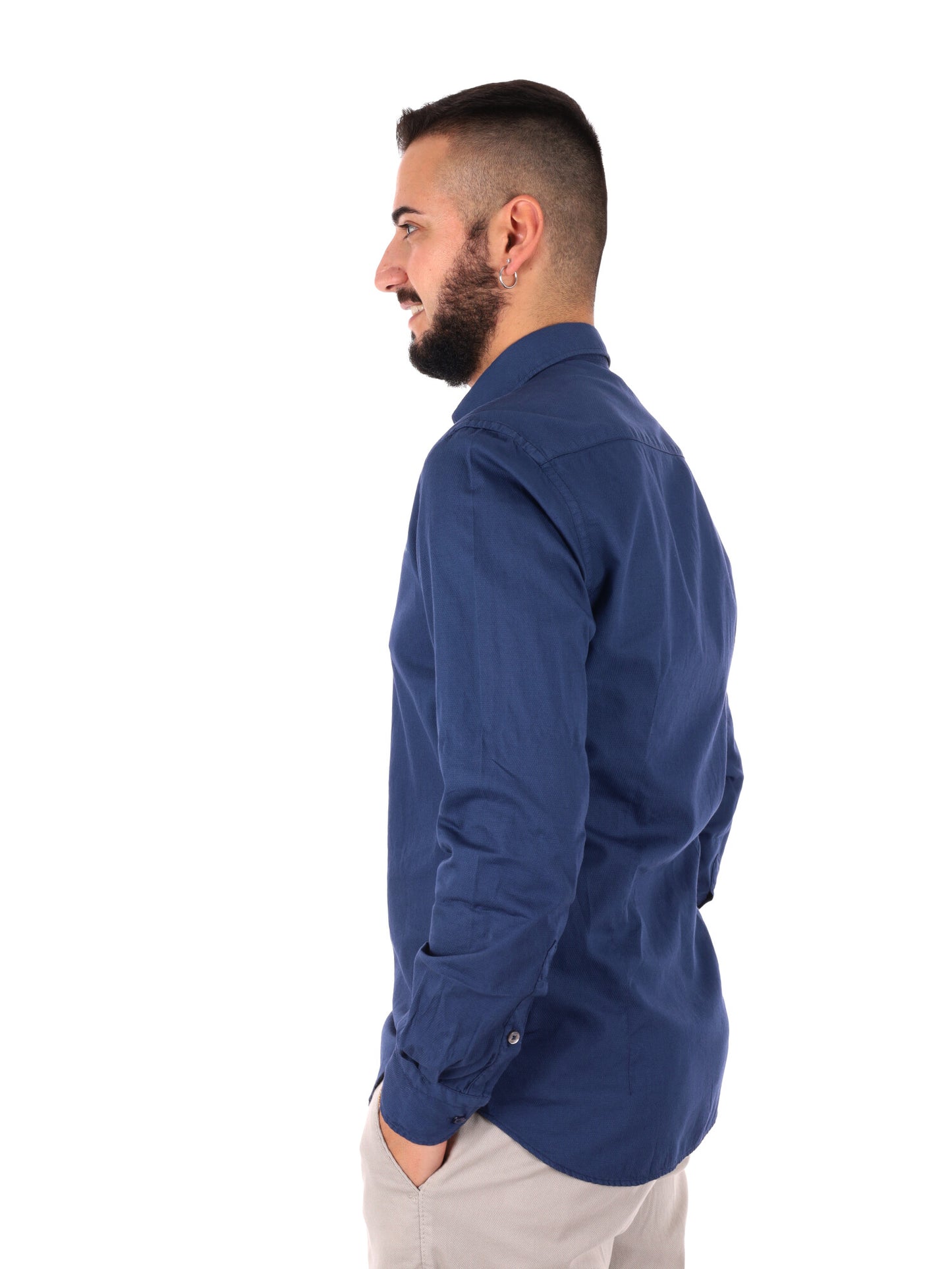 Camicia blu da uomo Benfica 369 perfetta per la primavera-estate