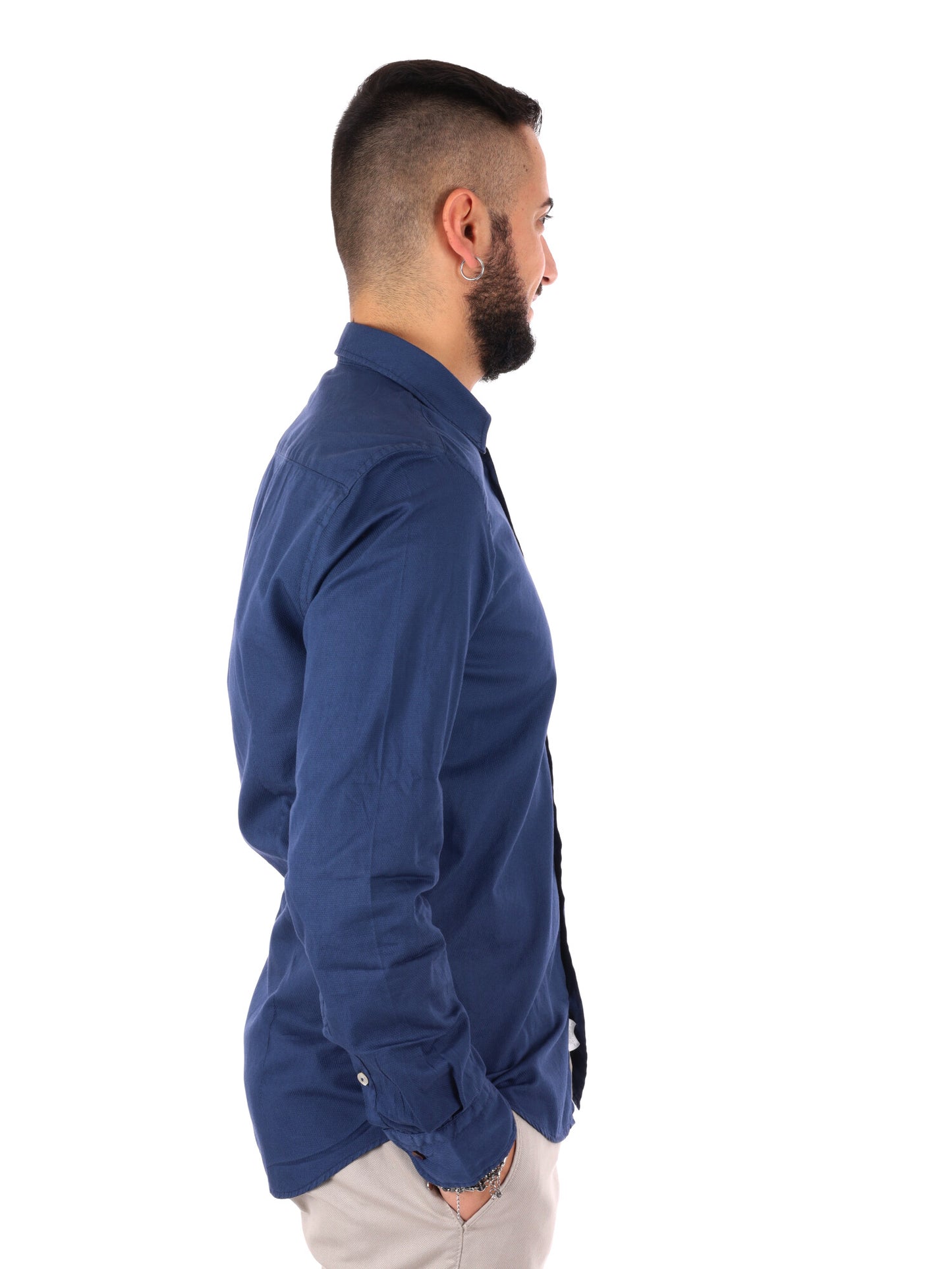 Camicia blu da uomo Benfica 369 perfetta per la primavera-estate