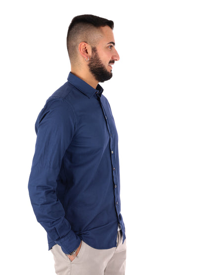Camicia blu da uomo Benfica 369 perfetta per la primavera-estate