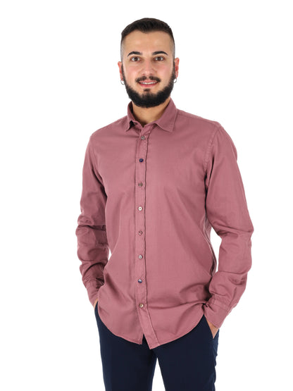 Camicia da uomo FB Benfica 369 rosa, stile casual per cerimonia