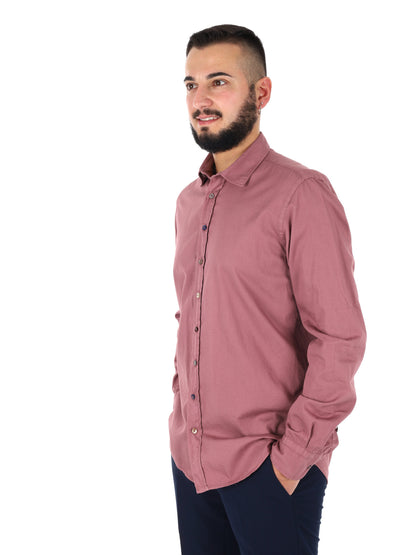 Camicia da uomo FB Benfica 369 rosa, stile casual per cerimonia