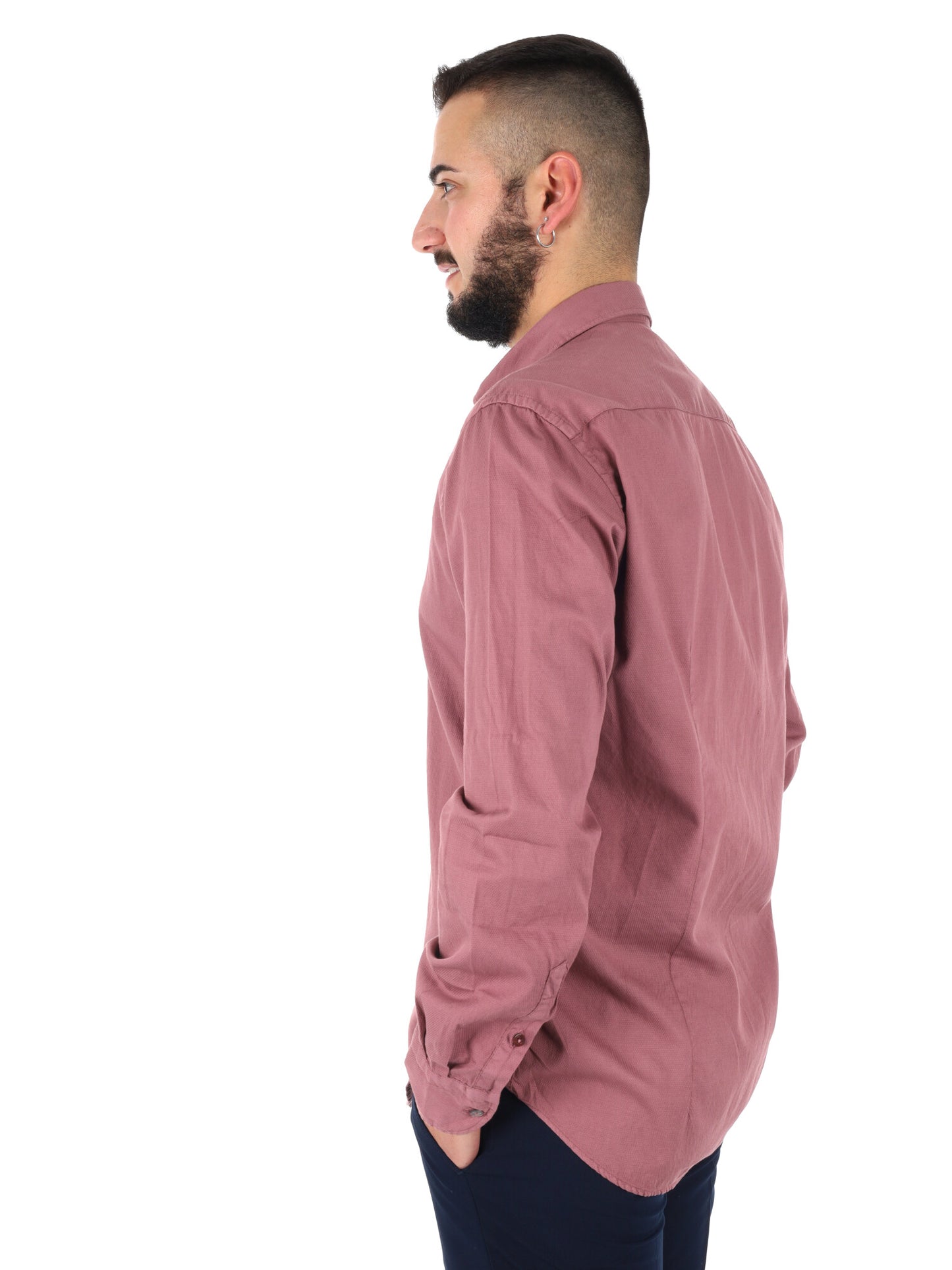 Camicia da uomo FB Benfica 369 rosa, stile casual per cerimonia