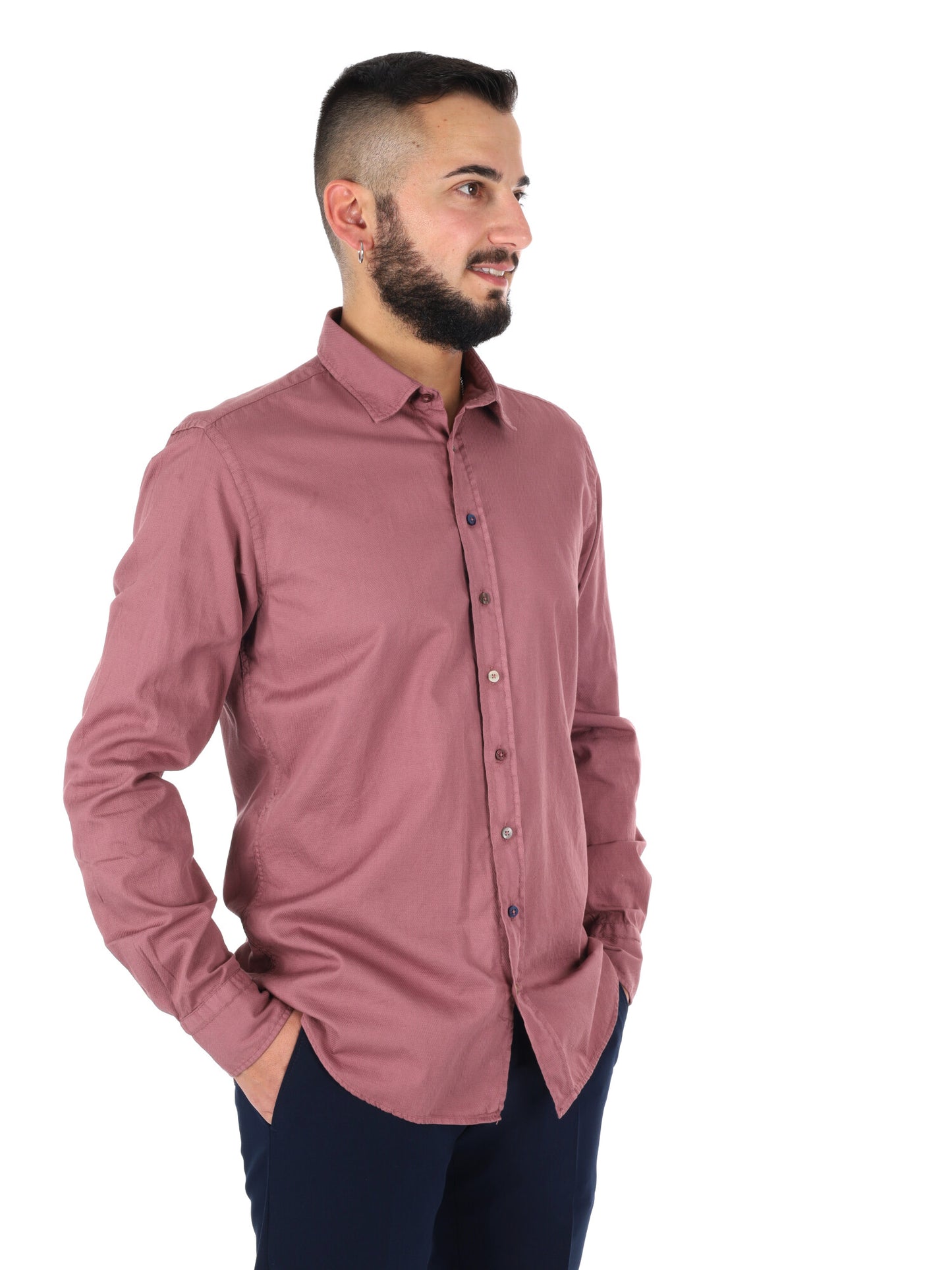 Camicia da uomo FB Benfica 369 rosa, stile casual per cerimonia