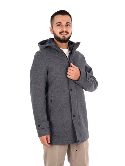 Fb Bennato Bl Gr, cappotto con cappuccio da uomo multicolore