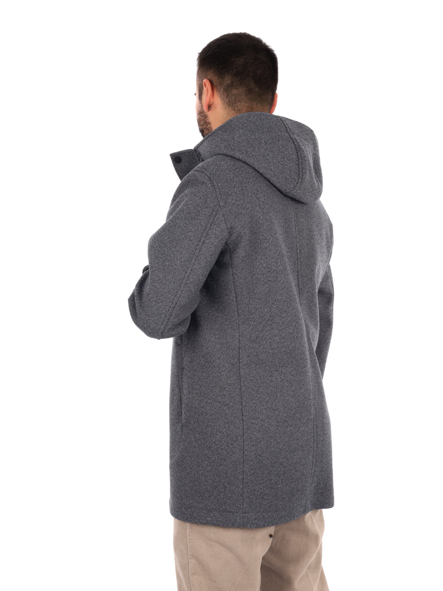 Fb Bennato Bl Gr, cappotto con cappuccio da uomo multicolore