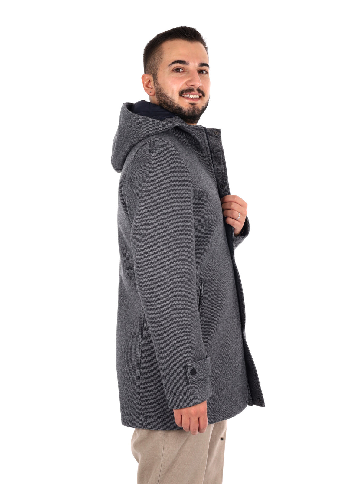 Fb Bennato Bl Gr, cappotto con cappuccio da uomo multicolore
