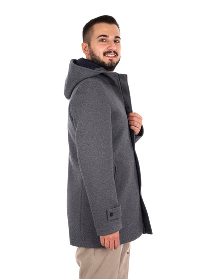 Fb Bennato Bl Gr, cappotto con cappuccio da uomo multicolore
