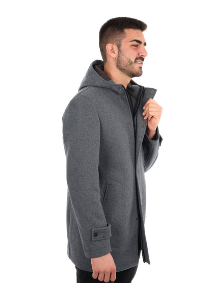 CAPPOTTO BENNATO CON CAPPUCCIO FB DA UOMO GRIGIO