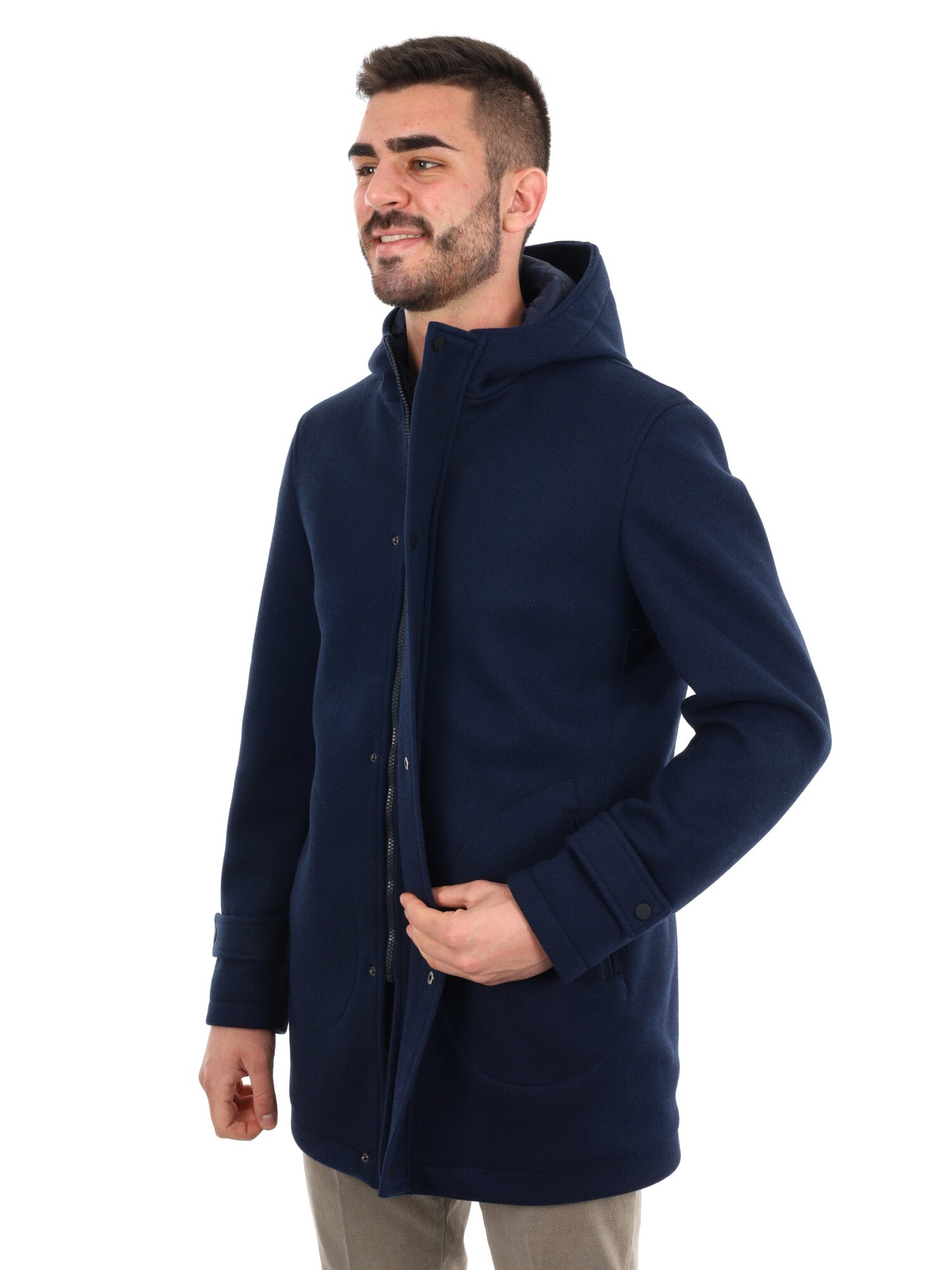 CAPPOTTO BENNATO CON CAPPUCCIO FB DA UOMO BLU