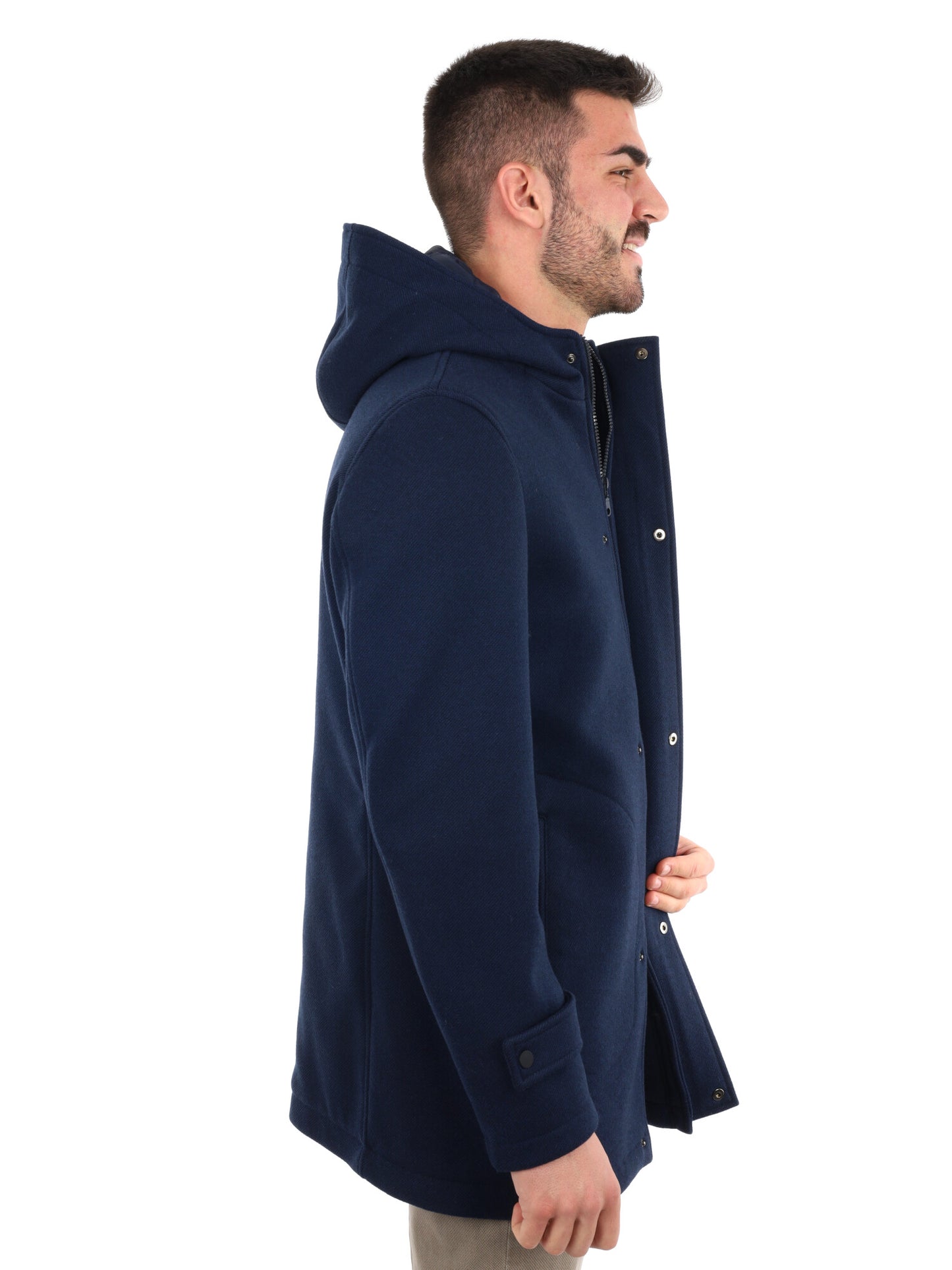 CAPPOTTO BENNATO CON CAPPUCCIO FB DA UOMO BLU