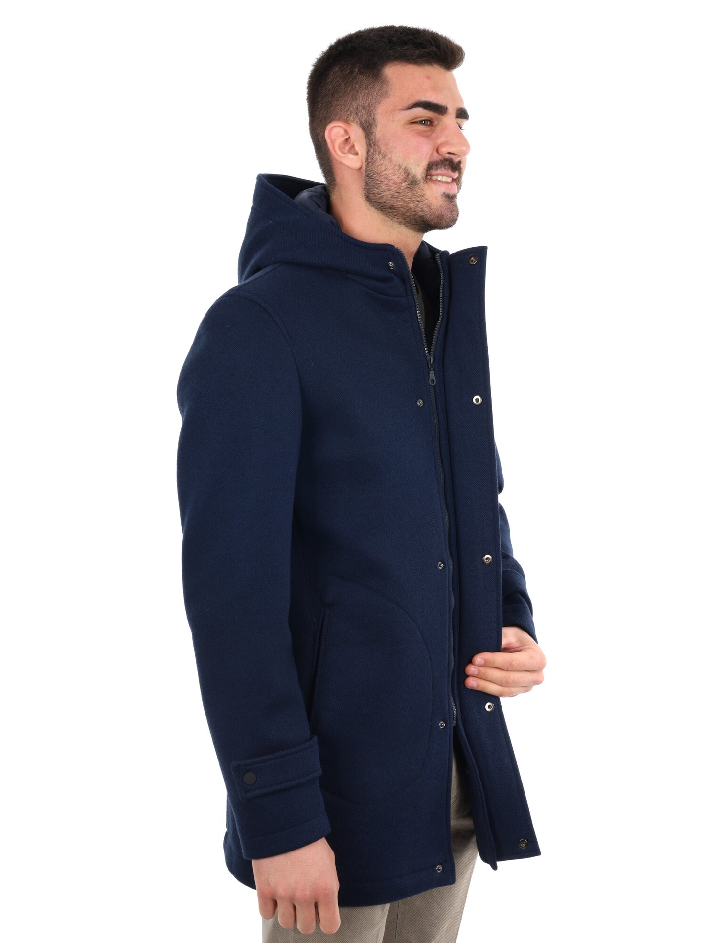 CAPPOTTO BENNATO CON CAPPUCCIO FB DA UOMO BLU