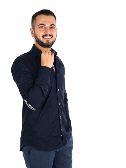 Fb Berry Toppe Blu, camicia da uomo blu