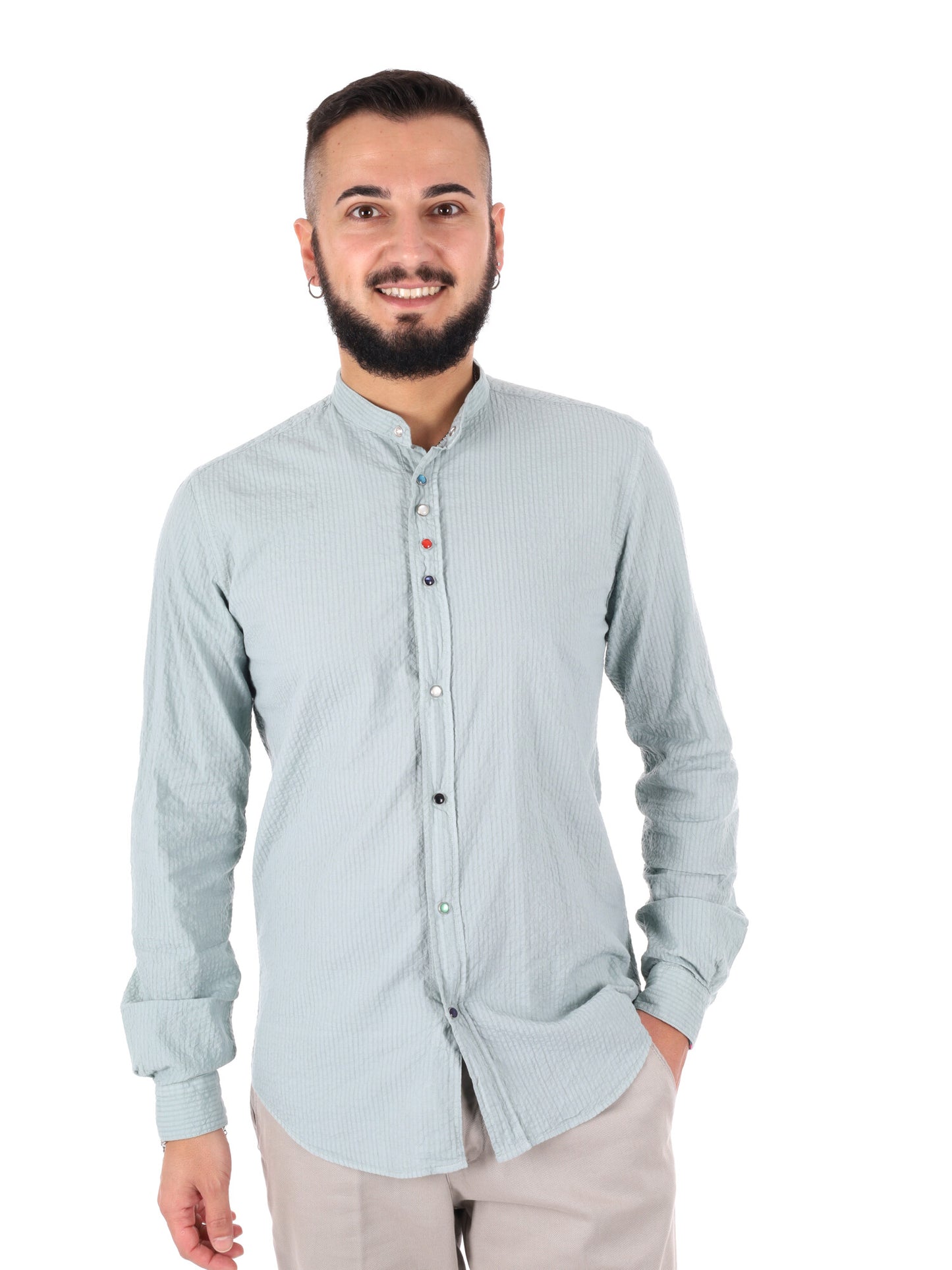 Camicia da uomo FB Beto Corea verde per la primavera-estate