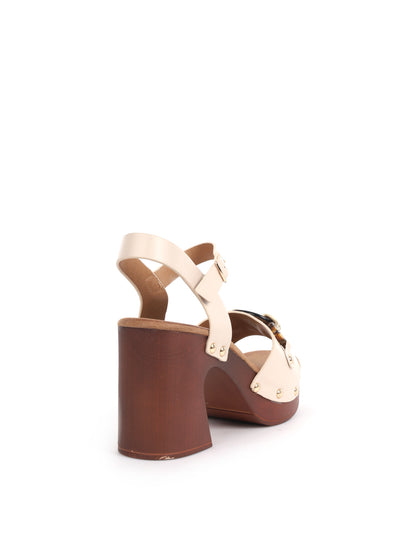 Sandali eleganti da donna beige con tacco alto Clyo'