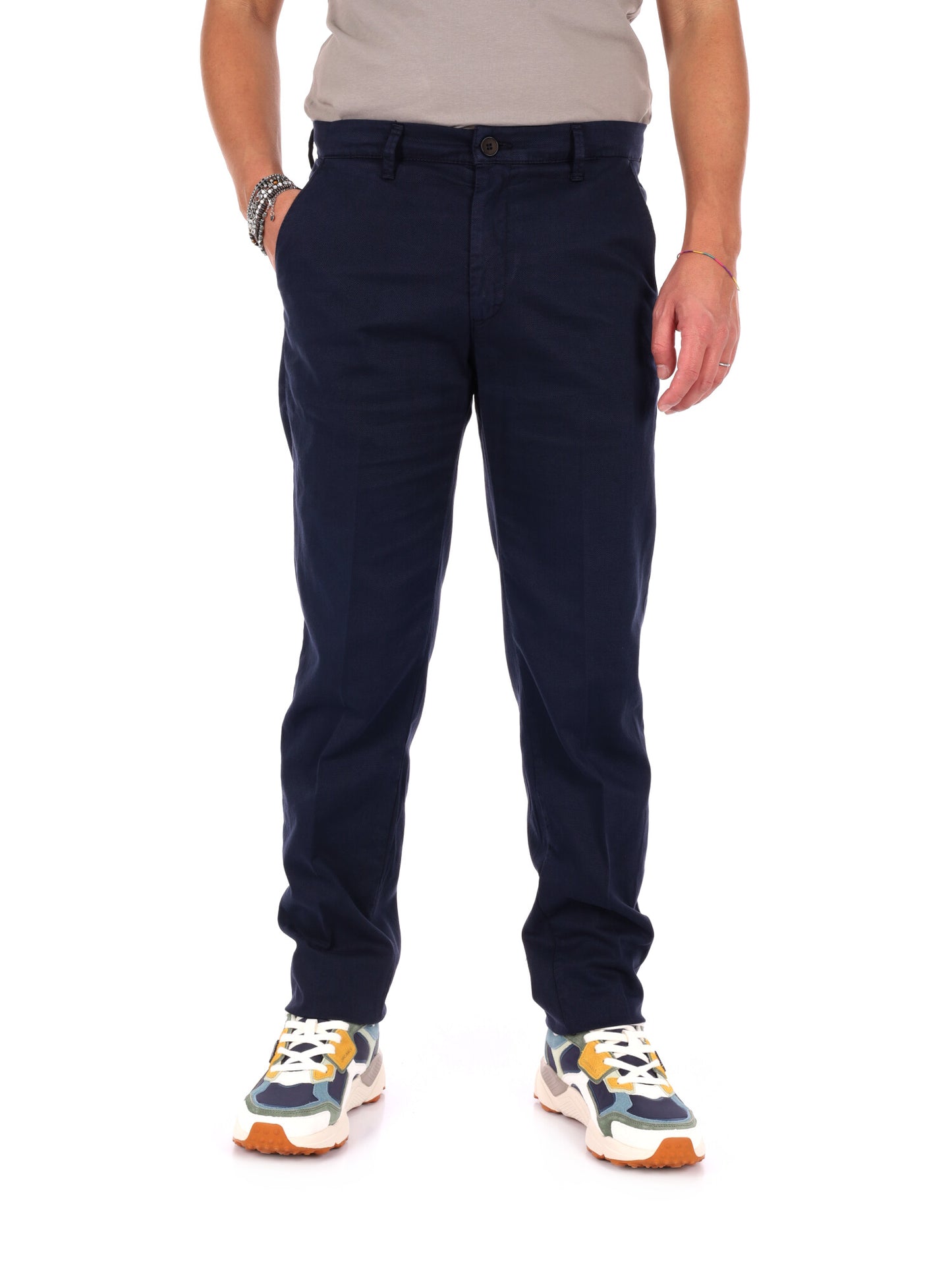 Pantaloni Bill Blu da uomo in lycra, stile casual e versatile