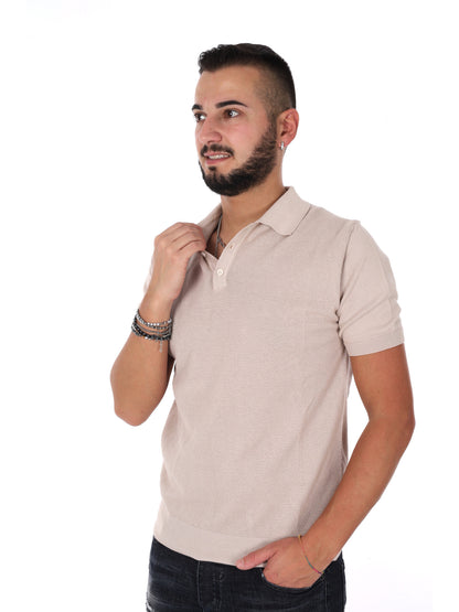 Polo Bindi K079 uomo beige per la stagione primavera-estate