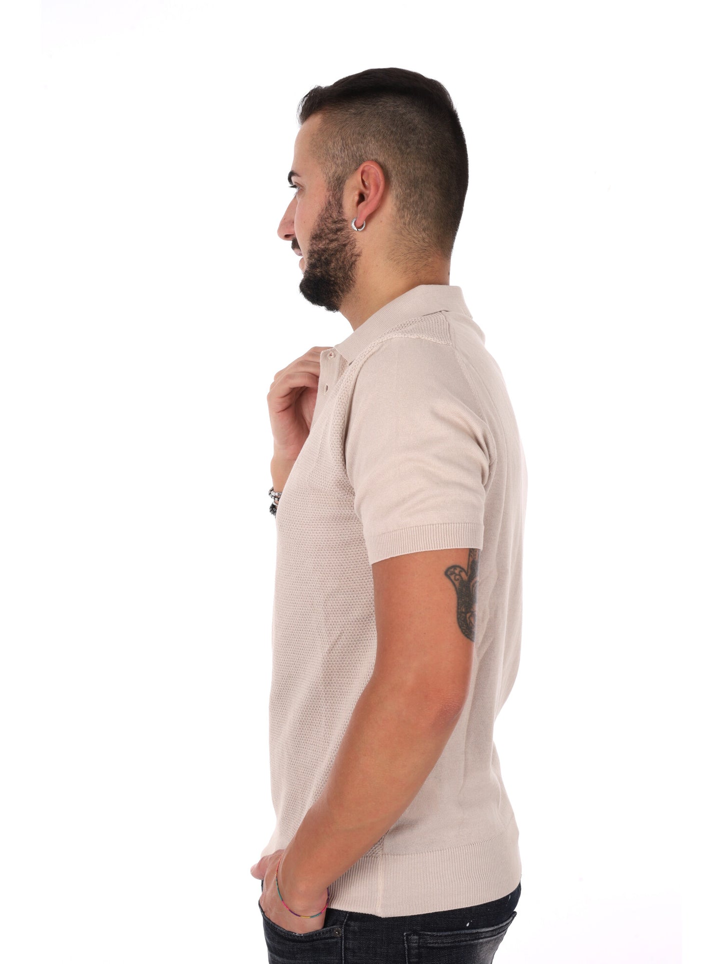 Polo Bindi K079 uomo beige per la stagione primavera-estate