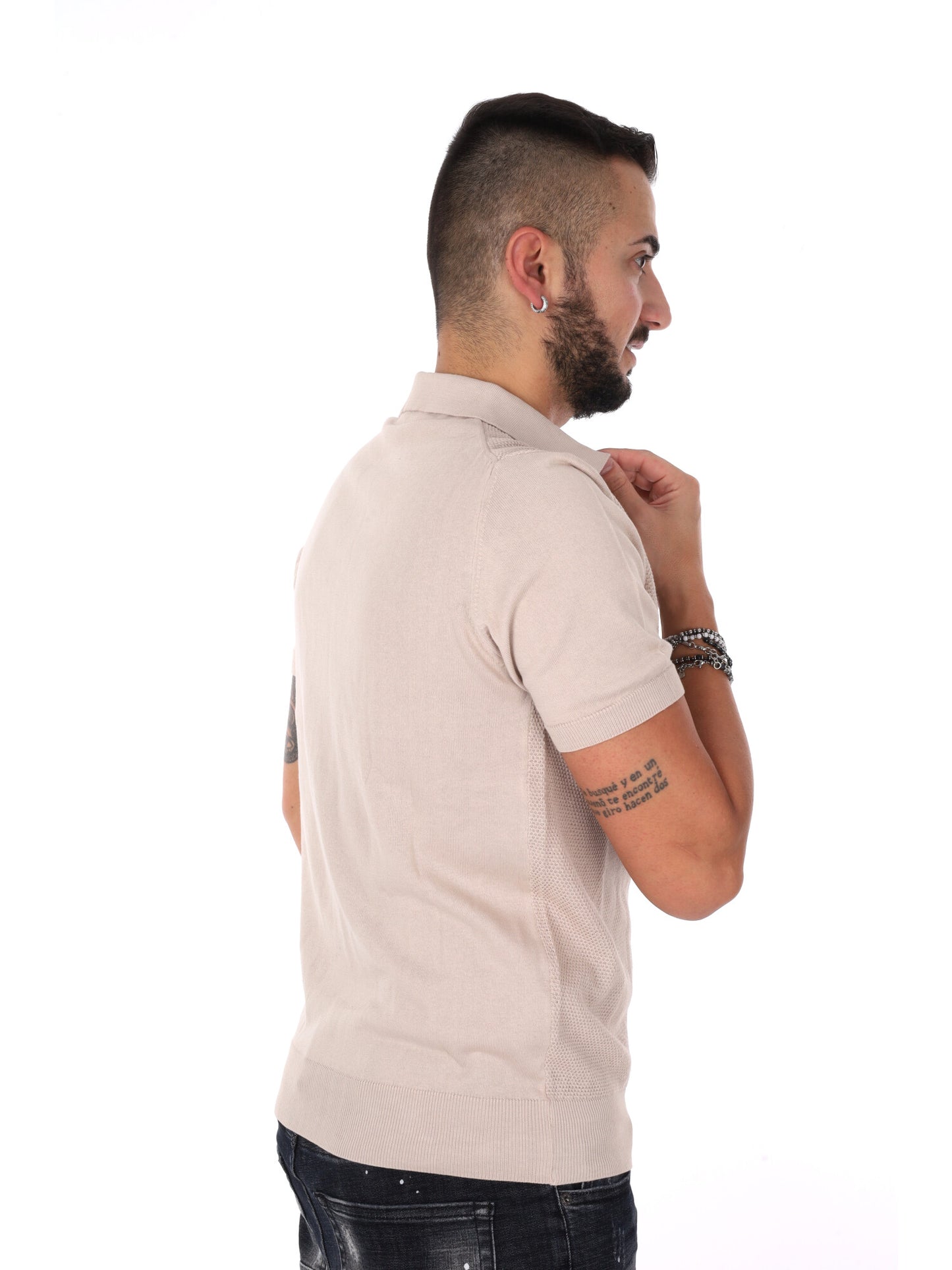 Polo Bindi K079 uomo beige per la stagione primavera-estate