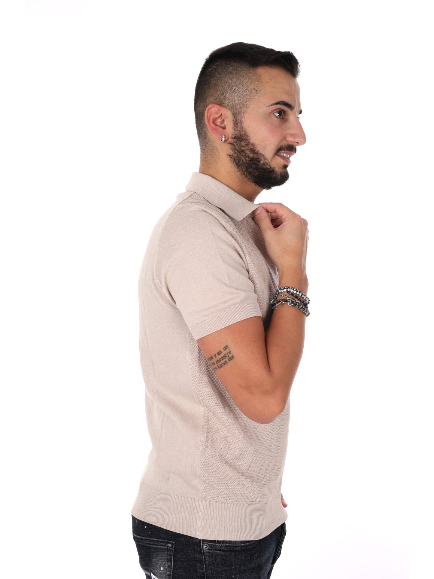 Polo Bindi K079 uomo beige per la stagione primavera-estate