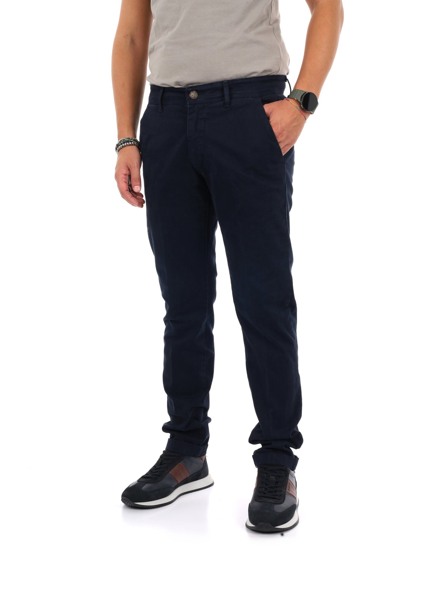 Fb Bing Blu, pantalone elegante da uomo blu