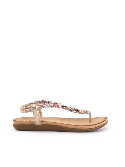 Les Filles du Sud Sandali oro con dettagli strass e cinturino elastico