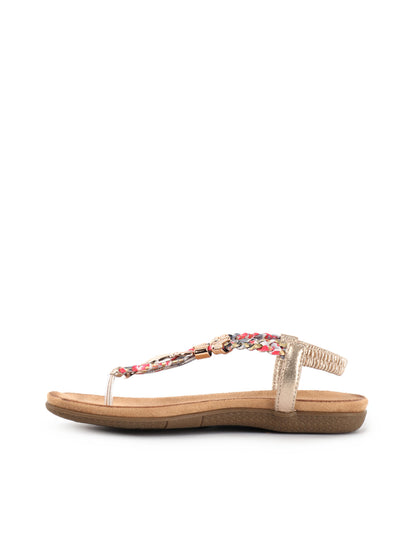 Les Filles du Sud Sandali oro con dettagli strass e cinturino elastico
