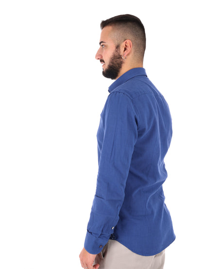Camicia uomo FB Bonita 369 in blu per un look casual elegante