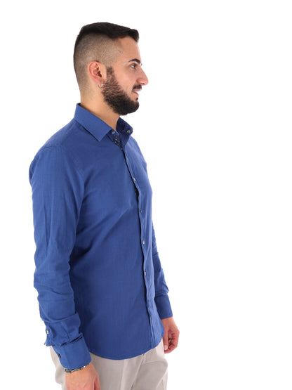 Camicia uomo FB Bonita 369 in blu per un look casual elegante
