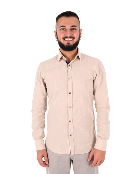 Camicia elegante da uomo FB Bonita 369 beige per cerimonie