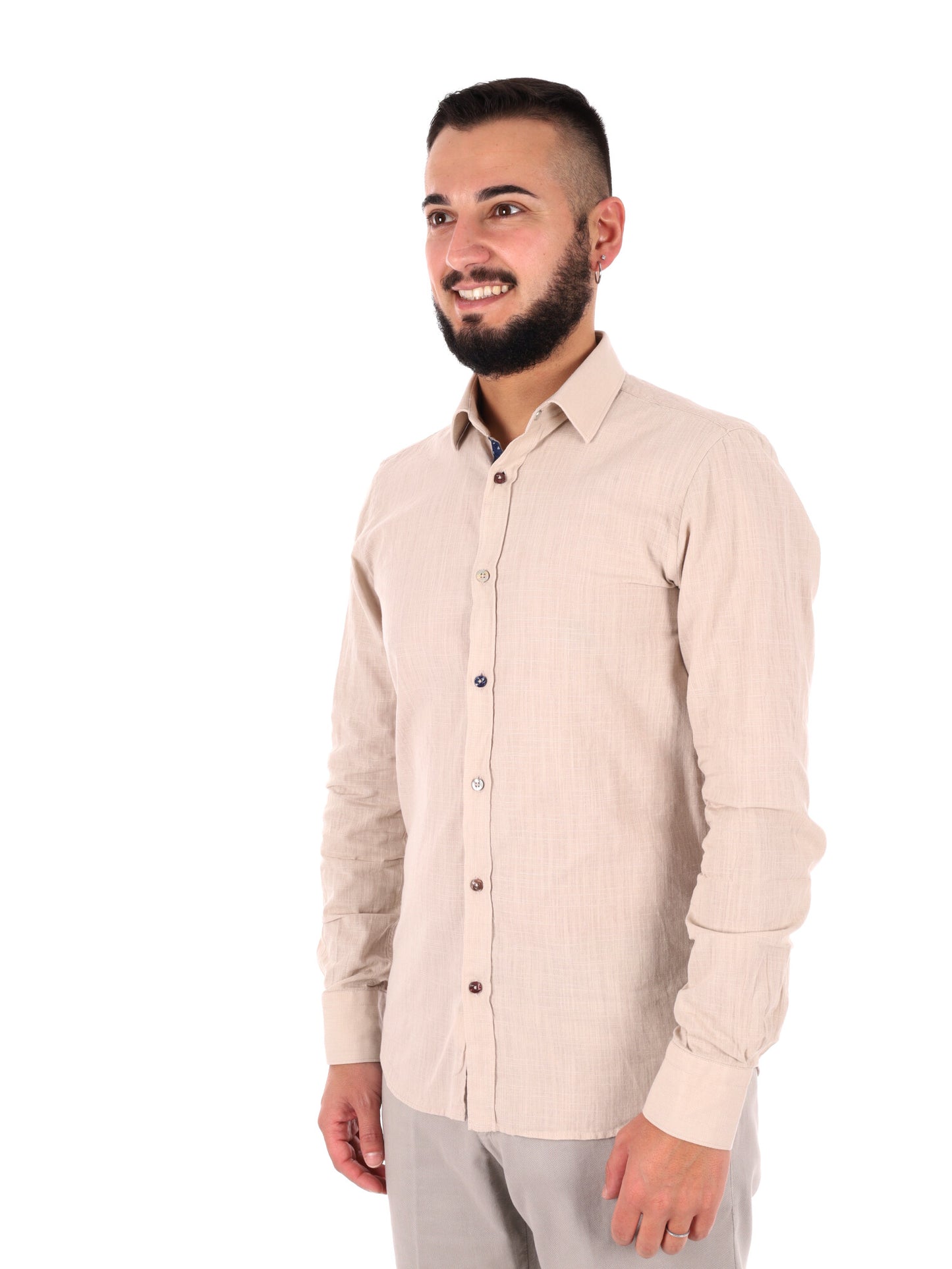 Camicia elegante da uomo FB Bonita 369 beige per cerimonie