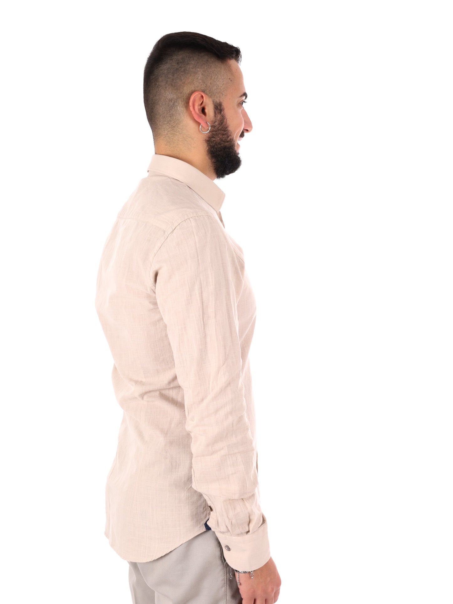 Camicia elegante da uomo FB Bonita 369 beige per cerimonie