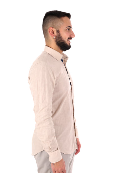 Camicia elegante da uomo FB Bonita 369 beige per cerimonie