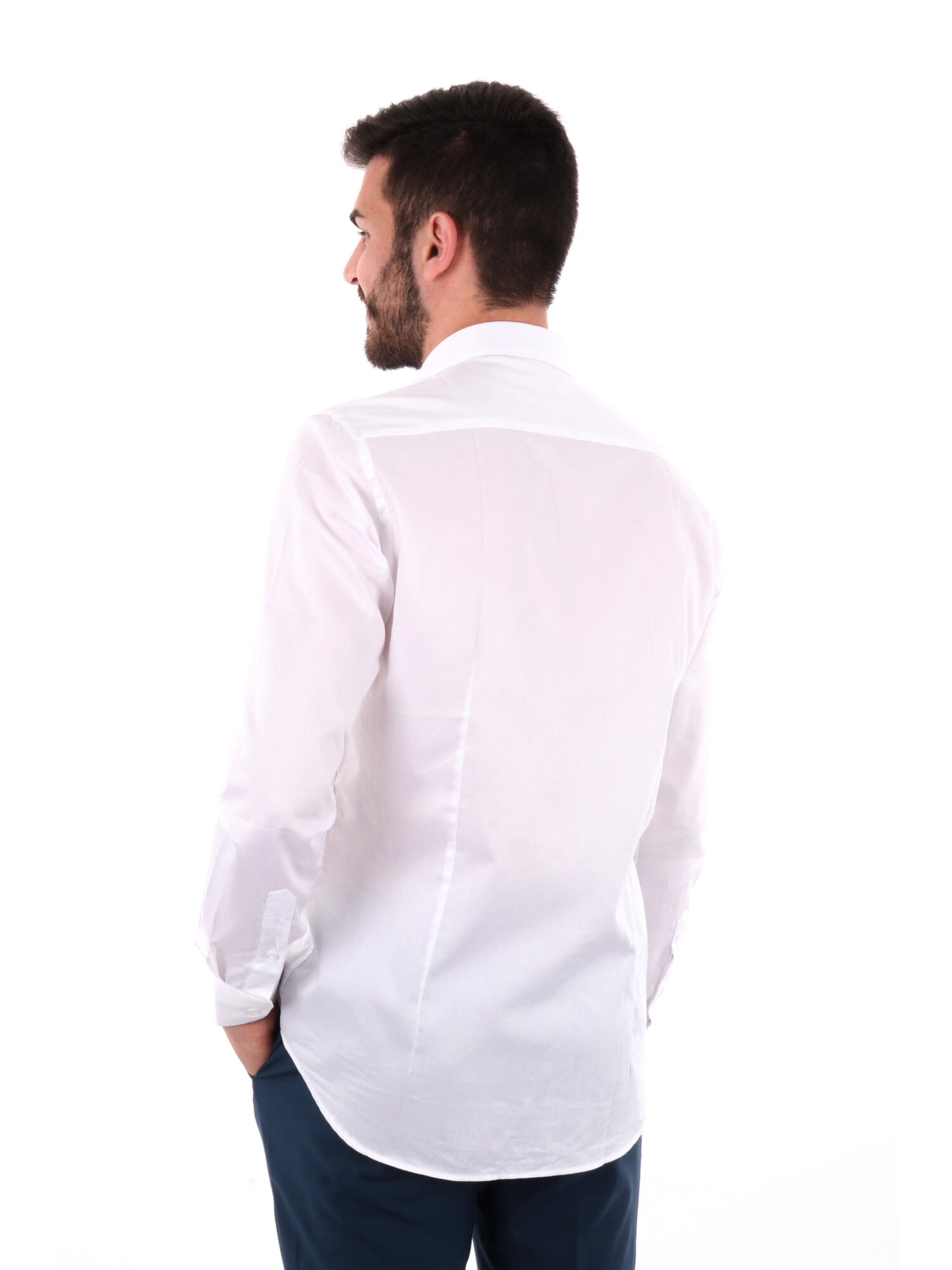 Camicia elegante FB da uomo in cotone bianca per primavera-estate