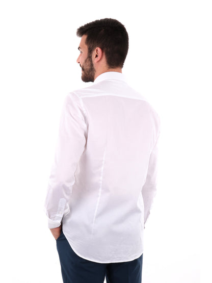 Camicia elegante FB da uomo in cotone bianca per primavera-estate