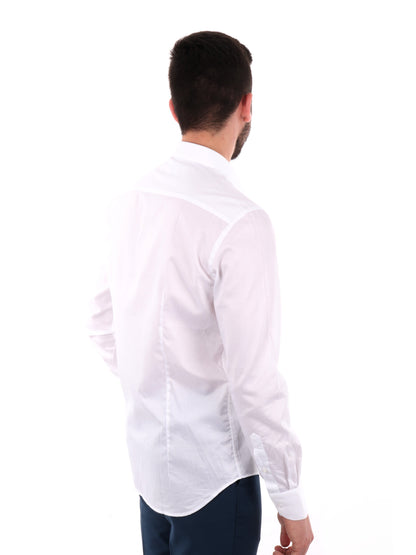 Camicia elegante FB da uomo in cotone bianca per primavera-estate